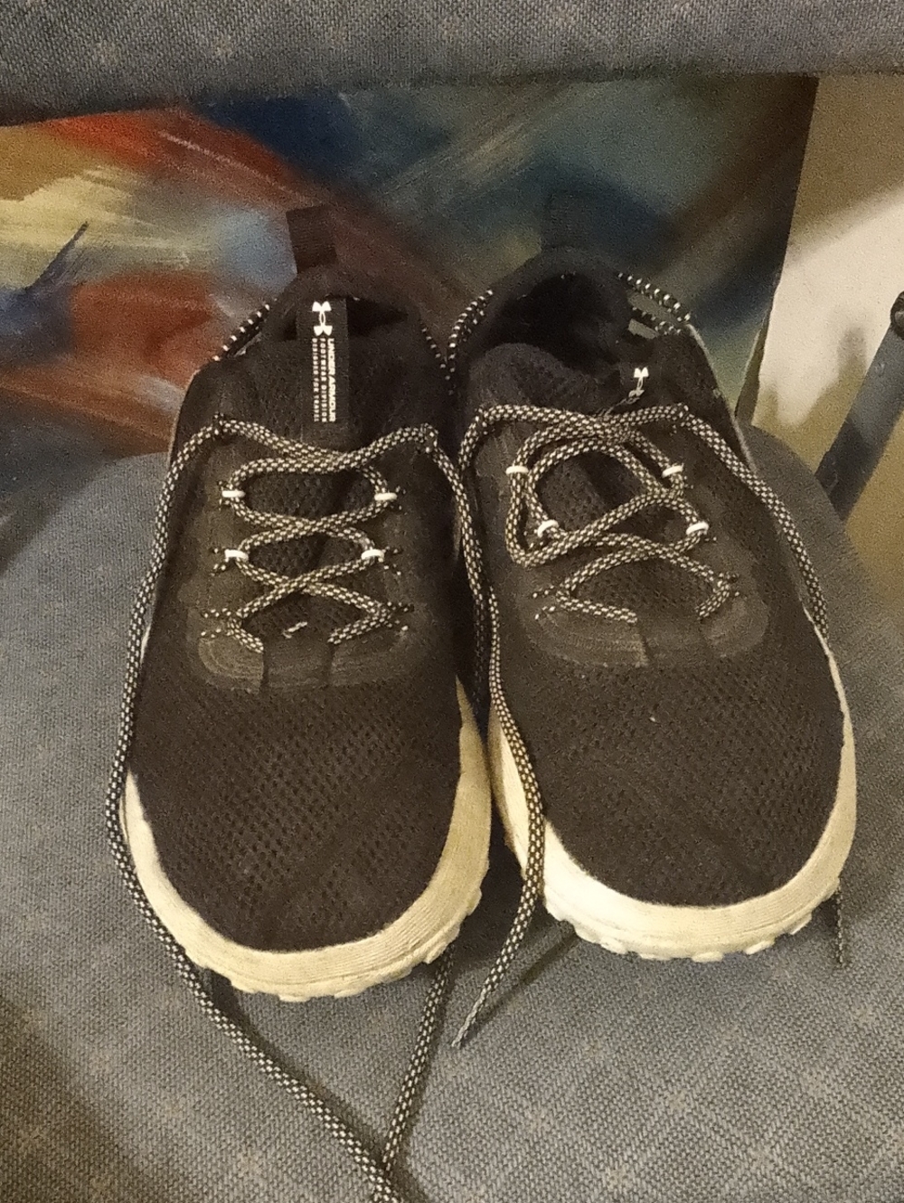 Under Armour Black and White Knit Slip-On Trainers